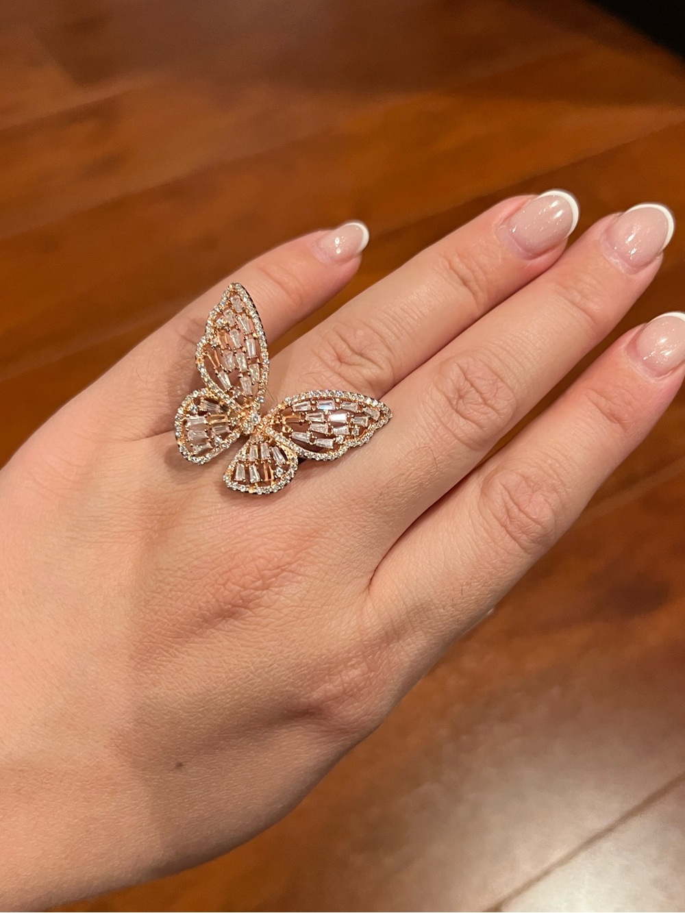 FZN Creations Rose Gold Butterfly Statement Ring